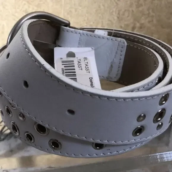 Donald Pliner Belt White Leather Embellished Metal Studs New  display picture 1